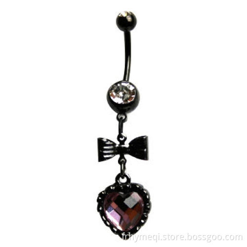 Dangling Crystal Navel Belly Ring, Nickel and Lead-free, 12mm Length, Customized Colors Available